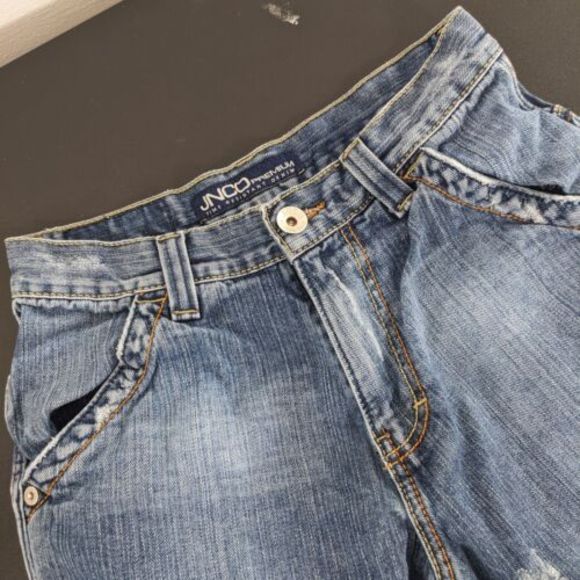 JNCO Other - VTG 90's Mens 29x12 JNCO Wide-Leg Skater Blue Denim Embroidered Shorts Jorts